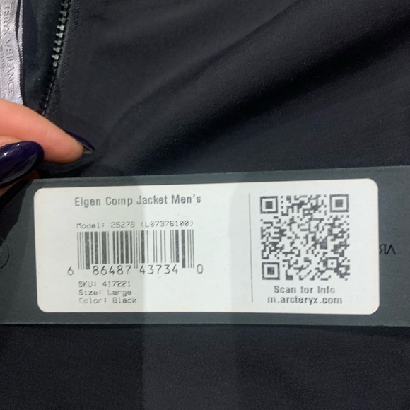 Arc’teryx mens eigen comp jacket black large new with tags NWT - Picture 13 of 13
